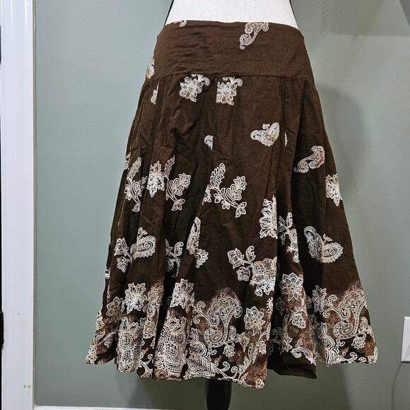 Apt 9 Women's Size 10 Brown‎ Paisley Floral Midi Skirt - Picture 7 of 7